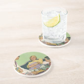 Die Familie Retro serviert Mama Frühstück im Bett Untersetzer (Seite)