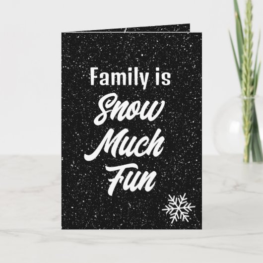 Die Familie schneit viel Spaß mit Schneeflocken au Karte (Vorderseite)