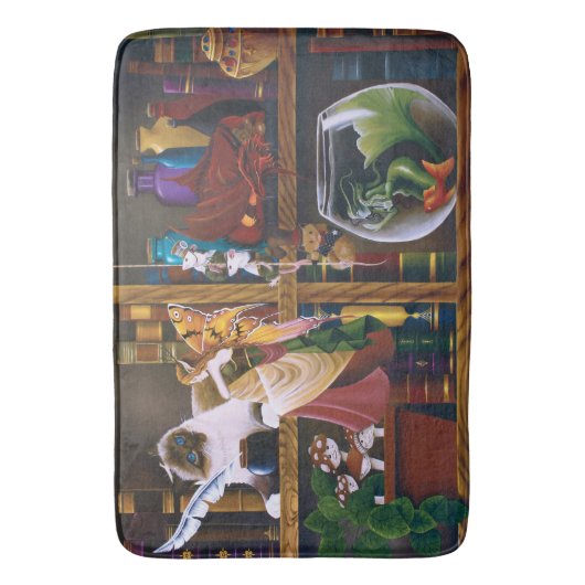 Die Fantasiebibliothek der Zauberer Badematte (Vorderseite Vertikal)