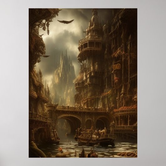 Die fantastische Stadt, der Fluss, die Brücke, die Poster (Vorne)