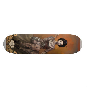Die fantastische tätowierte Dame Skateboard