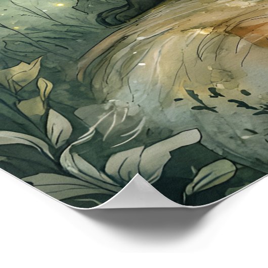 Die Fantasy Art des verzauberten Smaragdwald Fox K Poster (Ecke)