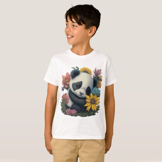Die Farbe blüht! Bezaubernde Panda und Blume kaufe T-Shirt (Vorne ganz)