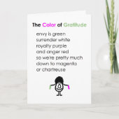 Die Farbe der Dankbarkeit, ein lustiges Gedicht Dankeskarte (Vorderseite)