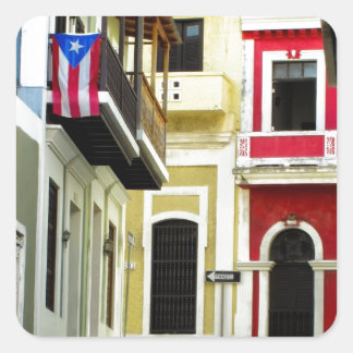 die Farbe des alten San Juan Puerto Rico Quadratischer Aufkleber