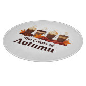 Die Farbe des Kürbisspeckkaffees im Herbst Schneidebrett (Ecke)