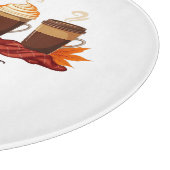 Die Farbe des Kürbisspeckkaffees im Herbst Schneidebrett (Ecke)
