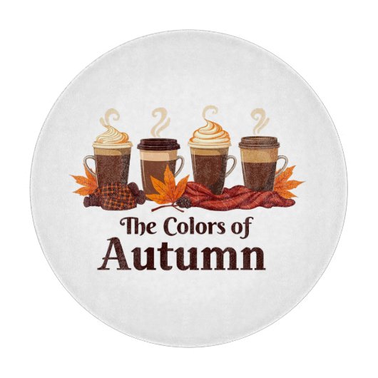 Die Farbe des Kürbisspeckkaffees im Herbst Schneidebrett (Vorderseite)