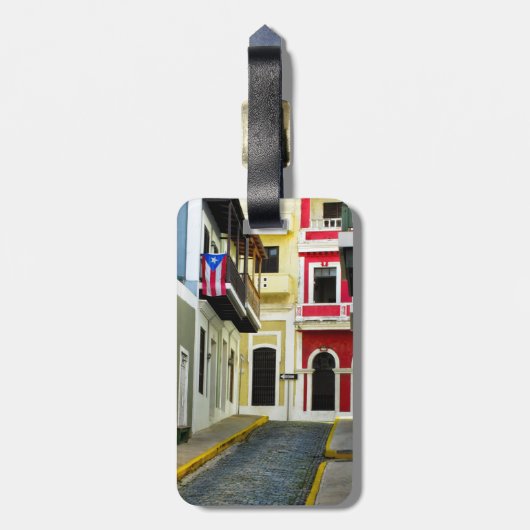 die Farbe von altem San Juan Puerto Rico Gepäckanhänger (Rückseite vertikal)