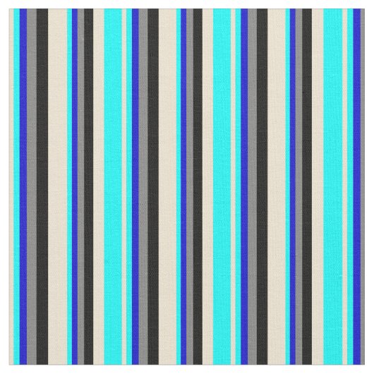 Die Farben Beige, Aqua, Blau, Grau und Schwarz Stoff (Nahaufnahme)