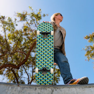 Die Farben der Bahamas-Fahne lauschen dem Muster-P Skateboard