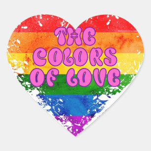 Die Farben der Liebe Gay Pride LGBTQ Regenbogenher Herz-Aufkleber