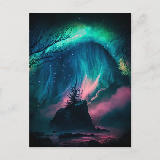 Die Farben der Nordlichter sind lebendig Postkarte (Vorderseite)