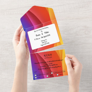 Die Farben des Regenbogens bilden den Hintergrund All In One Einladung