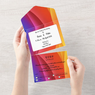 Die Farben des Regenbogens bilden den Hintergrund All In One Einladung