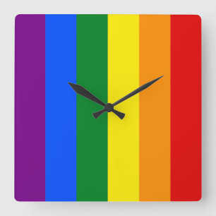 Die Farben des Regenbogens Quadratische Wanduhr
