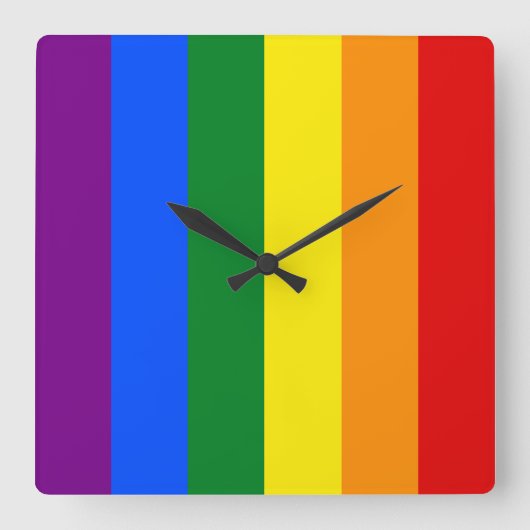 Die Farben des Regenbogens Quadratische Wanduhr (Vorderseite)