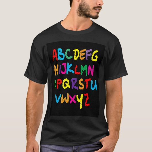 Die farbenfrohe Alphabet in Handschrift geschriebe T-Shirt (Vorderseite)