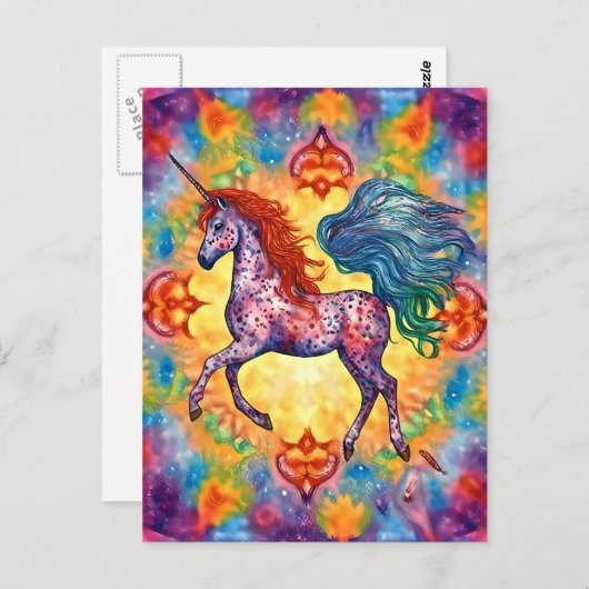 Die farbenfrohe Appaloosa Unicorn Postkarte (Vorne/Hinten)