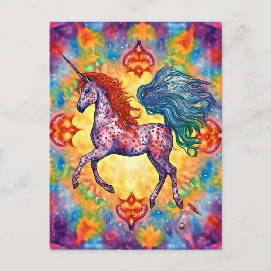 Die farbenfrohe Appaloosa Unicorn Postkarte (Vorderseite)