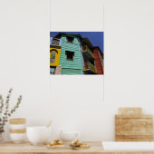 Die farbenfrohe Architektur des Viertels La Boca Poster (Küche)