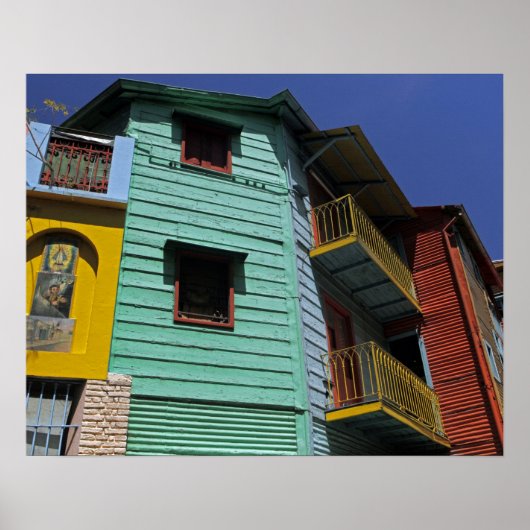 Die farbenfrohe Architektur des Viertels La Boca Poster (Vorne)
