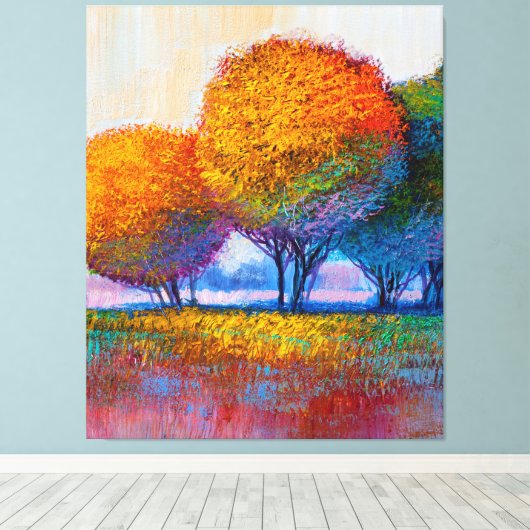 Die farbenfrohe Baumsammlung Leinwanddruck (Insitu (Holzboden))
