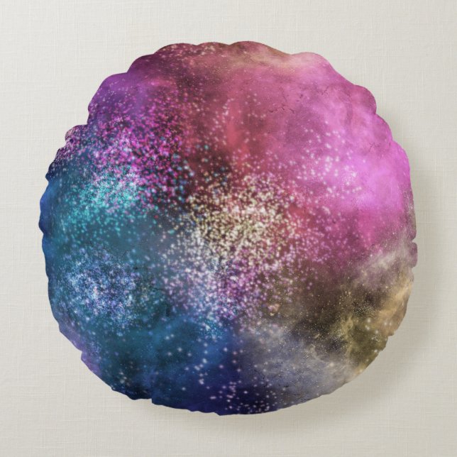 Die farbenfrohe Galaxie Rundes Kissen (Vorderseite)