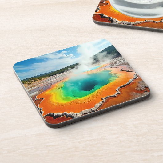 Die farbenfrohe Kunst des heißen Frühlings Getränkeuntersetzer (Linke Seite)