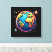 Die farbenfrohe Leinwand im Weltraum (Insitu (Holzboden))