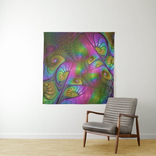 Die farbenfrohe, leuchtend moderne Kunst des Abstr Wandteppich (Beispiel)