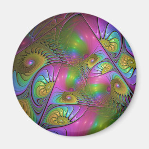 Die farbenfrohe leuchtende trippige abstrakte Frak Magnet