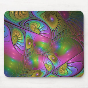 Die farbenfrohe leuchtende trippige abstrakte Frak Mousepad
