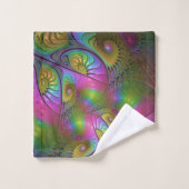 Die farbenfrohe, leuchtende, trippy-Abstrakte Frak Badhandtuch Set (Waschlappen)