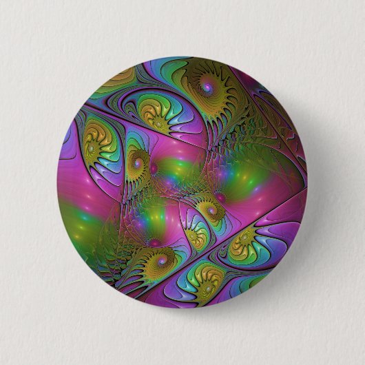 Die farbenfrohe, leuchtende, trippy-Abstrakte Frak Button (Vorderseite)