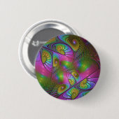 Die farbenfrohe, leuchtende, trippy-Abstrakte Frak Button (Vorne & Hinten)