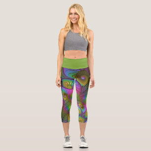 Die farbenfrohe, leuchtende, trippy-Abstrakte Frak Capri Leggings