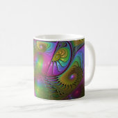 Die farbenfrohe, leuchtende, trippy-Abstrakte Frak Kaffeetasse (VorderseiteRechts)