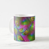 Die farbenfrohe, leuchtende, trippy-Abstrakte Frak Kaffeetasse (Vorderseite Links)