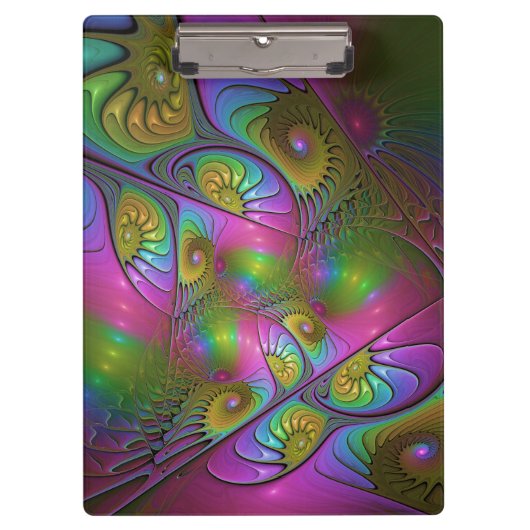Die farbenfrohe, leuchtende, trippy-Abstrakte Frak Klemmbrett (Vorderseite)