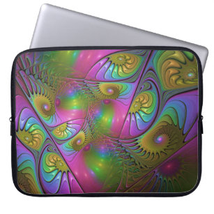 Die farbenfrohe, leuchtende, trippy-Abstrakte Frak Laptopschutzhülle