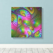 Die farbenfrohe, leuchtende, trippy-Abstrakte Frak Leinwanddruck (Insitu (Holzboden))