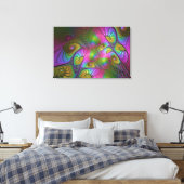 Die farbenfrohe, leuchtende, trippy-Abstrakte Frak Leinwanddruck (Insitu (Schlafzimmer))