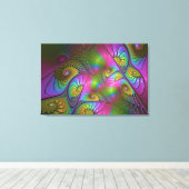Die farbenfrohe, leuchtende, trippy-Abstrakte Frak Leinwanddruck (Insitu (Holzboden))