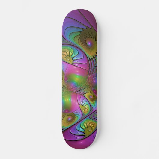Die farbenfrohe, leuchtende, trippy-Abstrakte Frak Skateboard (Vorderseite)