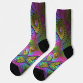 Die farbenfrohe, leuchtende, trippy-Abstrakte Frak Socken (Linkes Detail)