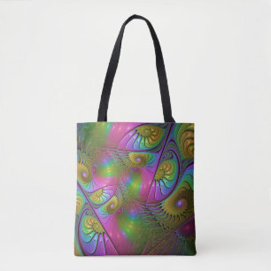 Die farbenfrohe leuchtende trippy abstrakte Frakta Tasche