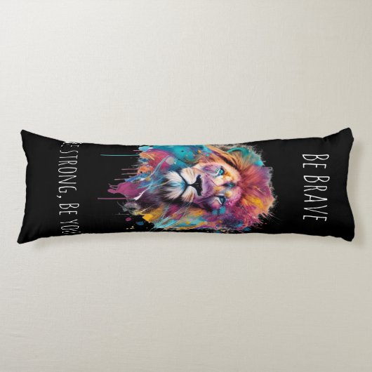 Die farbenfrohe Löwendecke Seitenschläferkissen (Vorderseite)