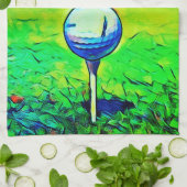 Die farbenfrohe Monogram Name Golf Sports Green Geschirrtuch (Gefaltet)