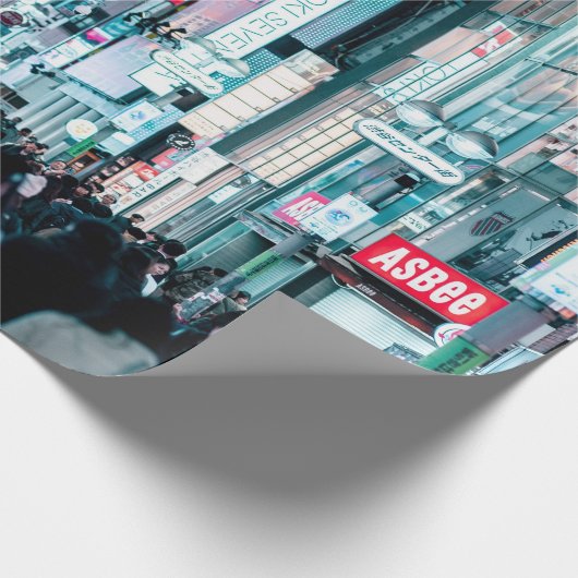 Die farbenfrohe Stadt Tokio Japan am Nachtplakat Geschenkpapier (Ecke)